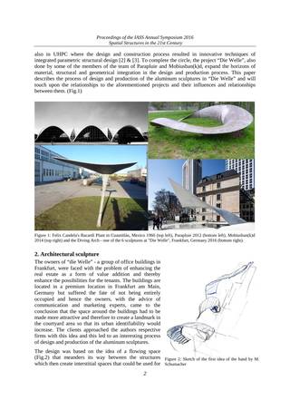 Computational systems for design and production of complex geometries with large-format roll-bent aluminum plates, Page 2