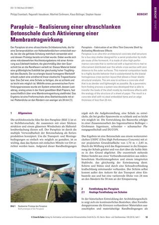 Parapluie – Realisierung einer ultraschlanken Betonschale durch Aktivierung einer Membrantragwirkung, Page 1