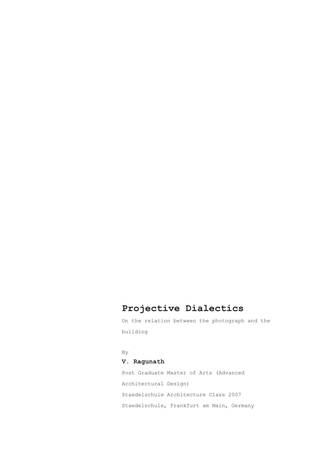 Projective Dialectics – On the relation between the photograph and the building, Page 1