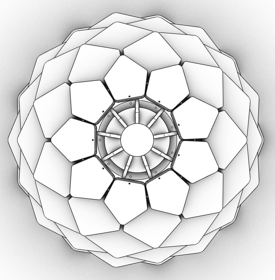 Pinecone Lamp, Digital model, plan view